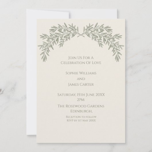 Faire-part de mariage botanique sauge (Devant)