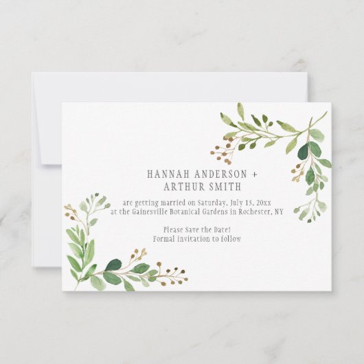 Faire-Part de Mariage Botanique 'Save The Date' | (Devant)