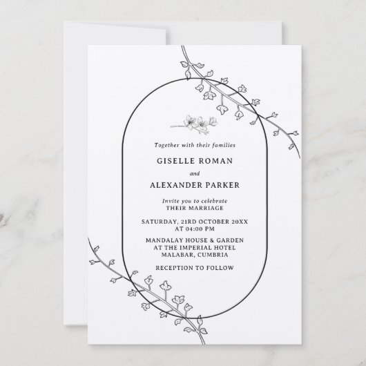 Faire-part de mariage botanique simple (Devant)