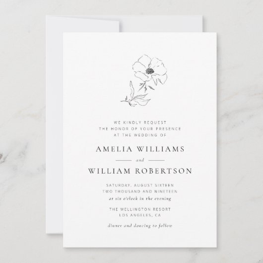 faire-part de mariage botanique simple et élégant (Devant)