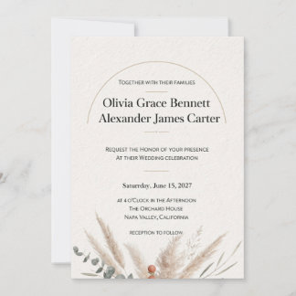 Faire-part de mariage botanique terracotta minimal