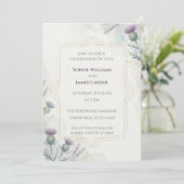 Faire-part de mariage botanique Thistle pourpre (Debout devant)