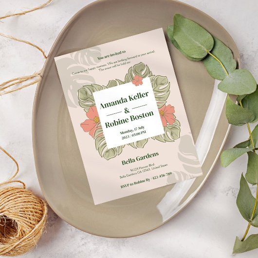Faire-part de mariage botanique tropicale