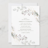 Faire-part de mariage botanique vert (Devant)