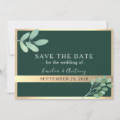 Faire-part de mariage botanique vert émeraude pour (Devant)