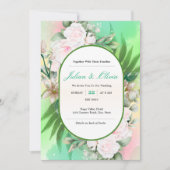 Faire-part de mariage botanique vert menthe et ros (Devant)
