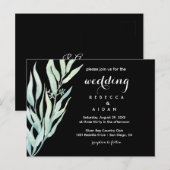 Faire-part de mariage botanique vert noir (Devant / Derrière)