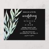 Faire-part de mariage botanique vert noir (Devant)