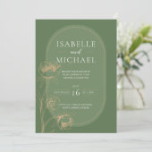 Faire-part de mariage botanique vert sauge minimal (Debout devant)