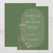 Faire-part de mariage botanique vert sauge minimal (Devant / Derrière)