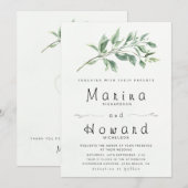 Faire-part de mariage botanique vert sauge modifia (Devant / Derrière)