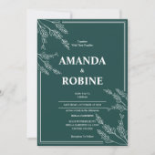 Faire-part de mariage botanique vert simple (Devant)