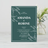 Faire-part de mariage botanique vert simple (Debout devant)