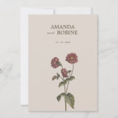 Faire-part de mariage botanique vintage (Devant)