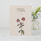 Faire-part de mariage botanique vintage (Debout devant)