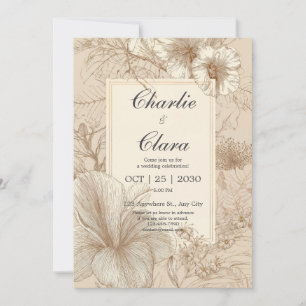 Faire-part de mariage botanique vintage