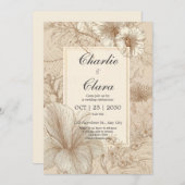 Faire-part de mariage botanique vintage (Devant / Derrière)