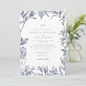 Faire-part de mariage botanique vintage (Debout devant)