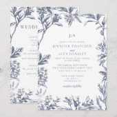Faire-part de mariage botanique vintage (Devant / Derrière)