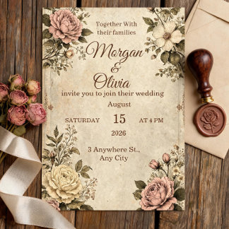 Faire-part de mariage botanique vintage | Antique 