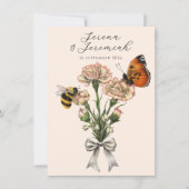 Faire-part de mariage botanique vintage avec abeil (Devant)