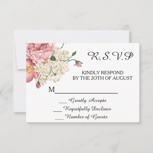 Faire-part de mariage botanique vintage RSVP (Devant)
