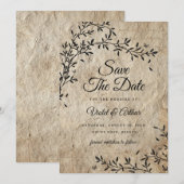 Faire-Part de Mariage Botanique Vintage Rustique (Devant / Derrière)
