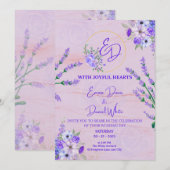 Faire-part de mariage botanique violet élégant (Devant / Derrière)