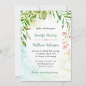 Faire-part de mariage Botaniques Pink Green Gold (Devant)