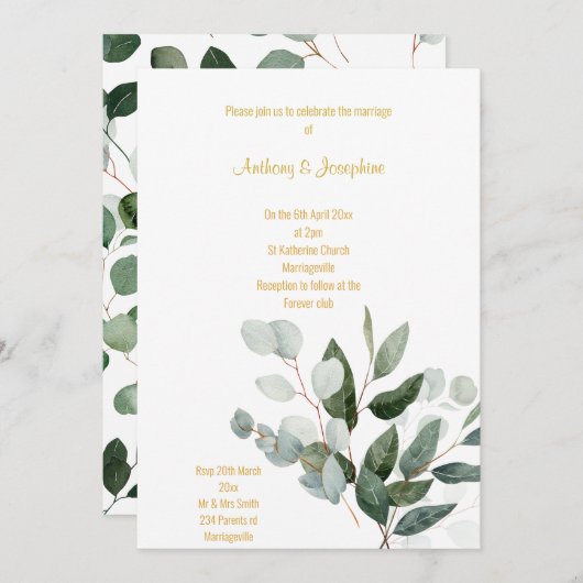 FAIRE-PART DE MARIAGE BOUQUET AU PRINTEMPS FRAIS (Devant / Derrière)