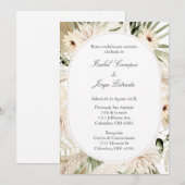 Faire-part de mariage bouquet de fleurs blanches (Devant / Derrière)