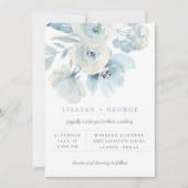 Faire-part de mariage Bouquet Floral Bleu Aérien (Devant)