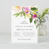 Faire-part de mariage Bouquet Floral Violet Cassis (Debout devant)