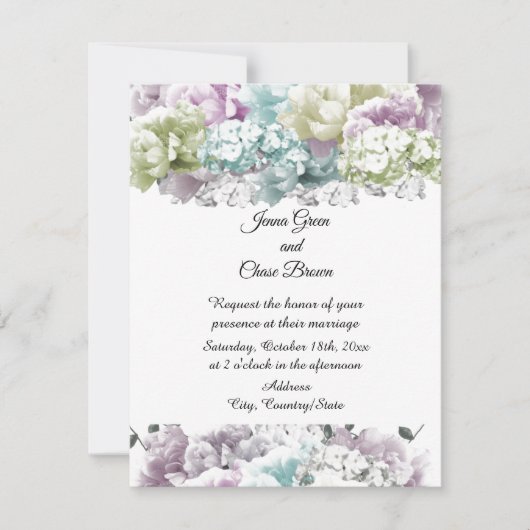 Faire-part de mariage Bouquet Pastel Mixte (Devant)