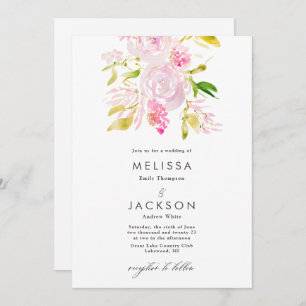 Faire-part de mariage Bouquet Rose aquarelle