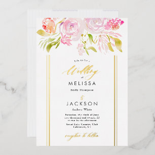 Faire-part de mariage Bouquet Rose aquarelle