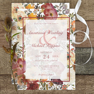 Faire-part de mariage Bouquets d'aquarelle d'autom