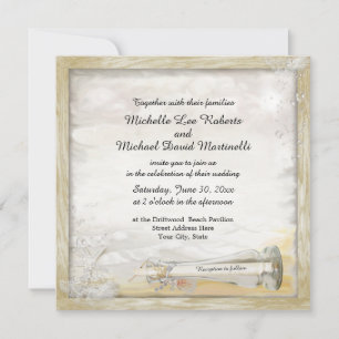Faire-part de mariage bouteille de plage