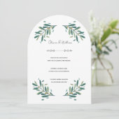 Faire-part de mariage Branche d'Olive élégant vert (Debout devant)