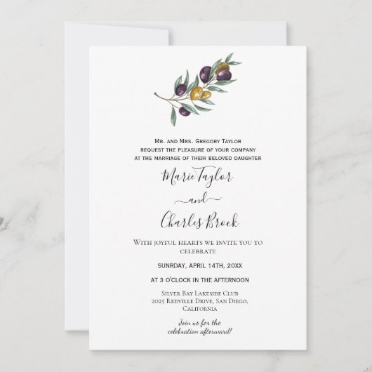 Faire-part de mariage Branche d'olivier (Devant)