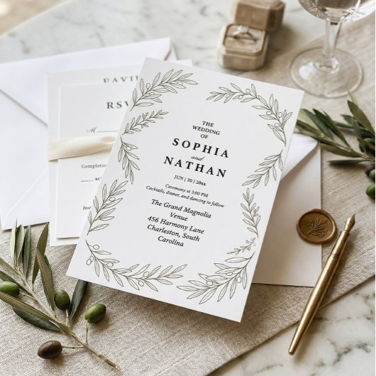 Faire-Part de Mariage Branche d'Olivier Minimalist
