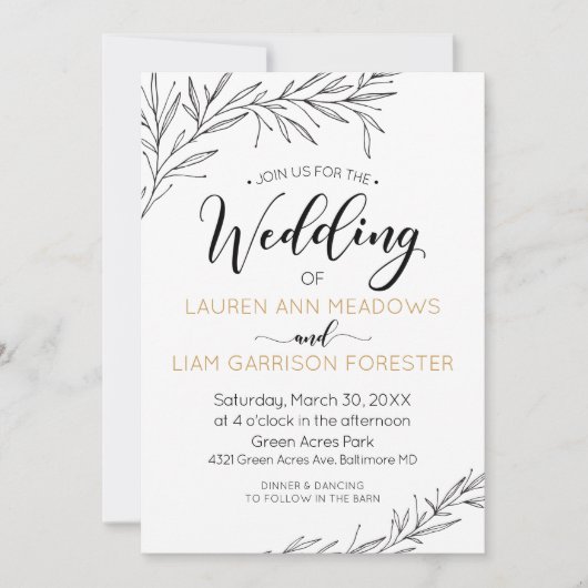 Faire-part de mariage Branches à main (Devant)