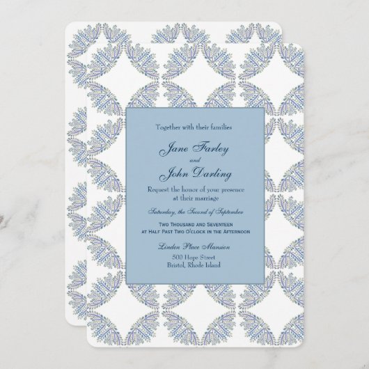 Faire-part de mariage Branches bleues (Devant / Derrière)