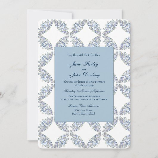 Faire-part de mariage Branches bleues (Devant)