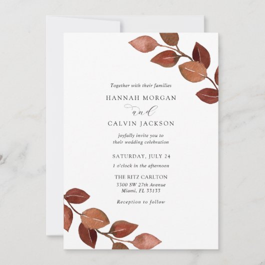 Faire-part de mariage Branches rustiques d'automne (Devant)