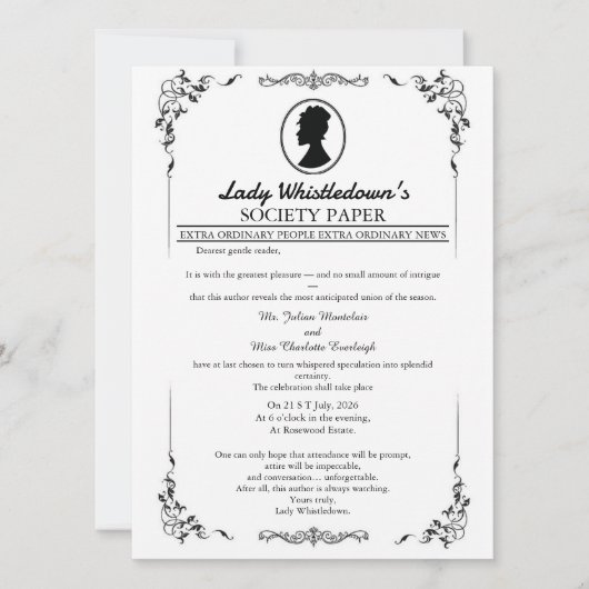 Faire-part de mariage Bridgerton – Style Régence   (Devant)