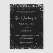Faire-part de mariage brillant en argent noir (Devant)