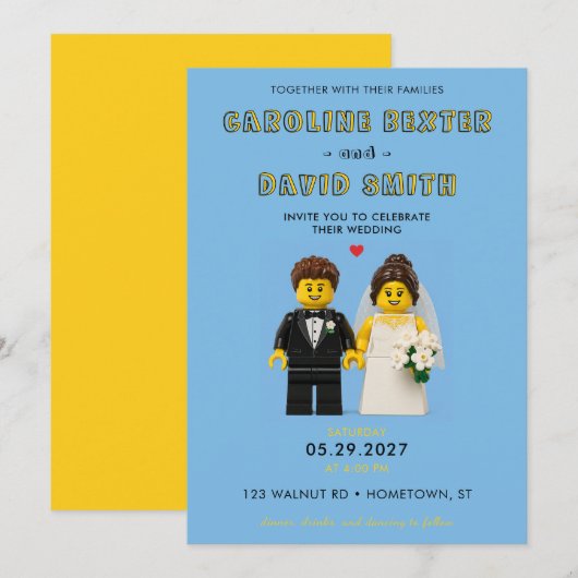 Faire-Part de Mariage Briques de Construction Clas (Devant / Derrière)