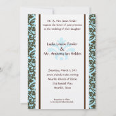 Faire-part de mariage Brocade Turquoise et Brown (Dos)