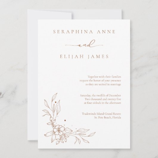 Faire-part de mariage Brown élégant (Devant)